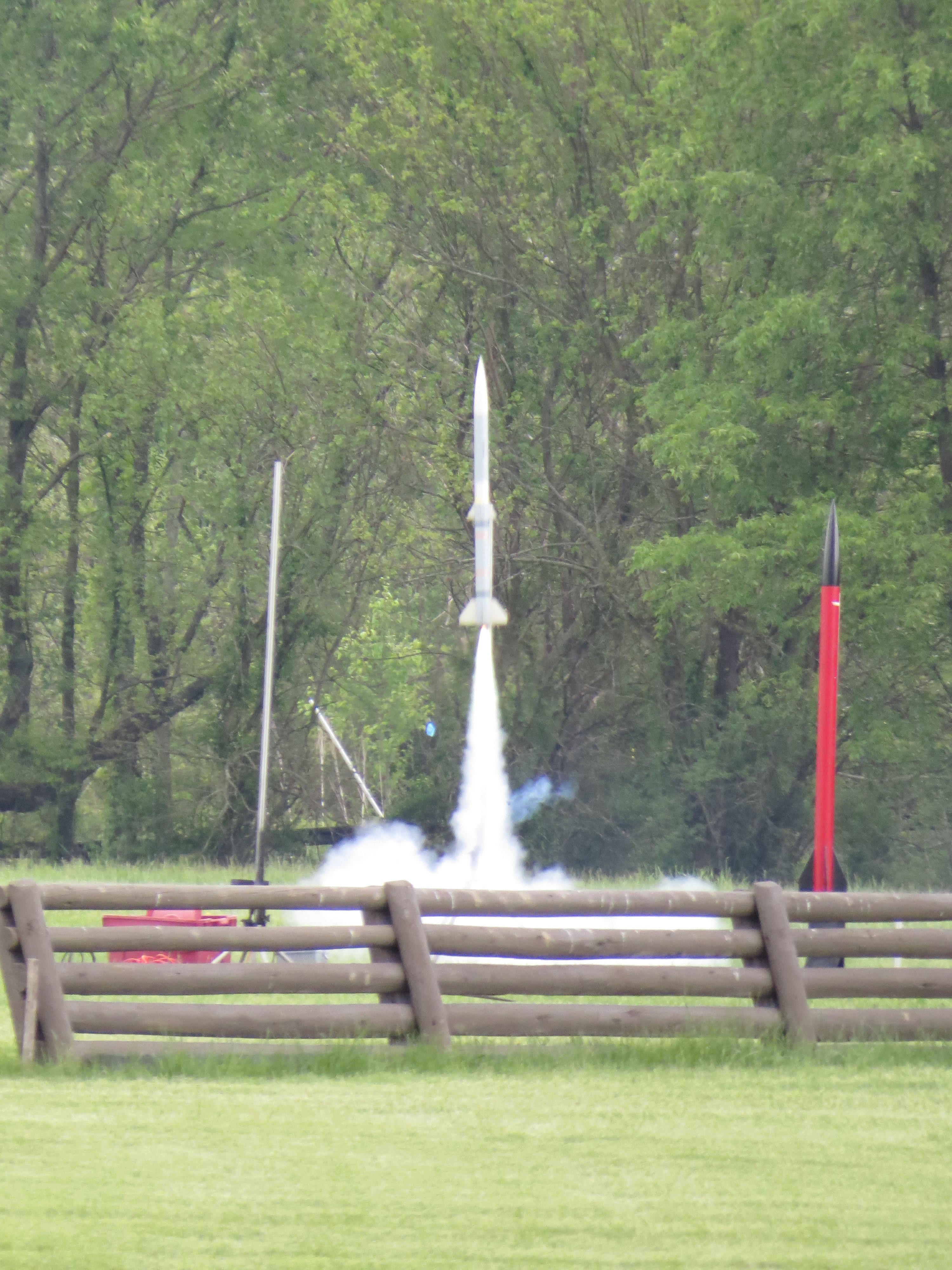 a model rocket launching